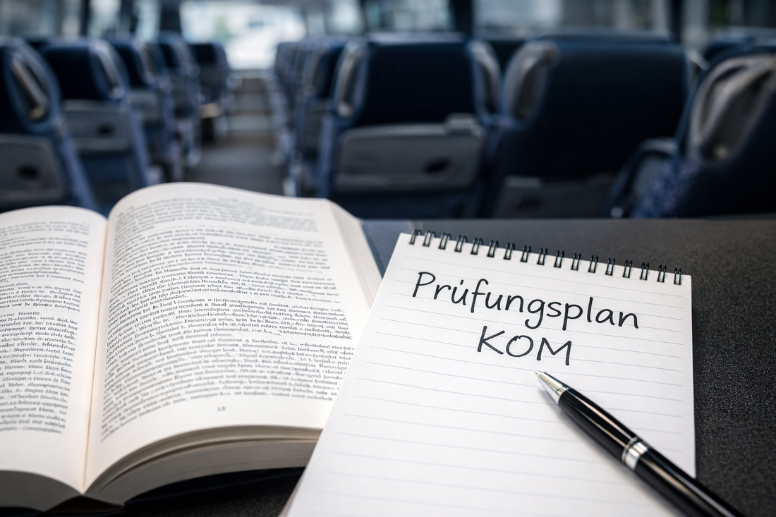 Struktur der IHK Fachkundeprüfung für den Omnibusverkehr – 70/35 Fragen und Fallstudie.