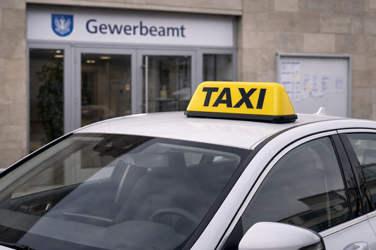 Neues Fahrzeug vor Gewerbeamt – Symbolbild Taxi- oder Mietwagenunternehmen gründen