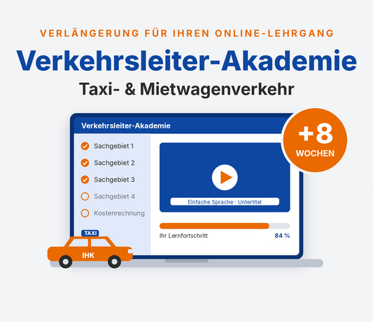 Verkehrsleiter-Akademie – Verlängerung Taxi-/Mietwagen (8 Wochen)